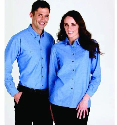 Polyester Plain corporate uniform, Color : Blue