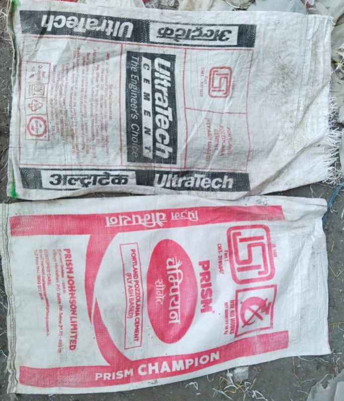 Printed PP used cement bags, Color : White