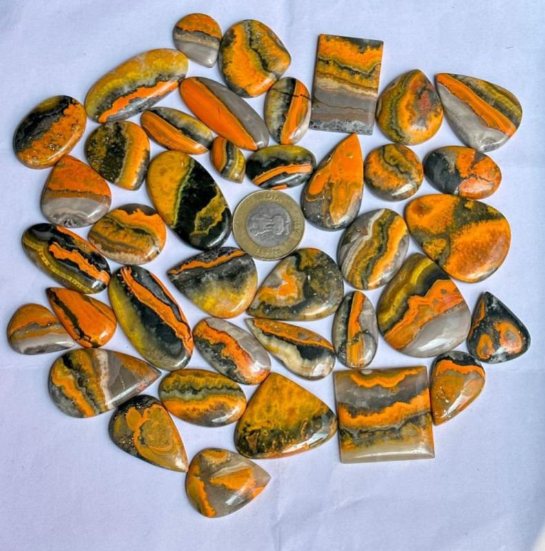 Polished Printed bumblebee jasper cabochons, Size : 16mm, 20mm, 24mm