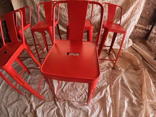 Iron Metal Bar Chair, Color : Red