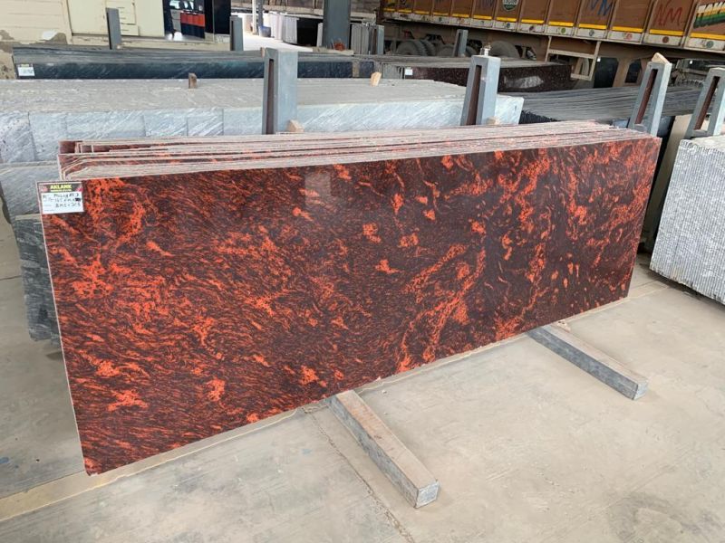 Polished Multi Red Granite Slab, for Countertop, Flooring, Size : Multisizes