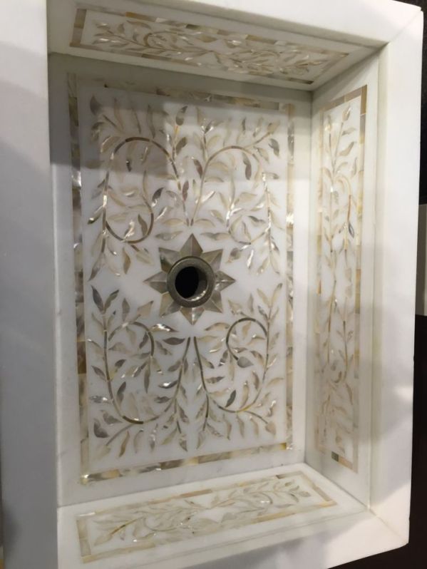 Mother of pearl inlay wash basin, Size : 3-6mm