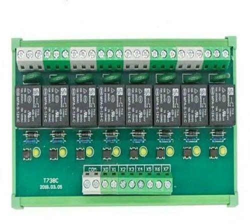 Green Rectangular Aluminium 8 Channel Relay Card, for Industrial, Voltage : 24V DC