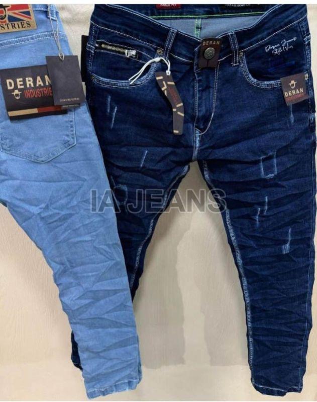 Stitched Regular Fit Mens Faded Blue Denim Jeans, Gender : Male ...