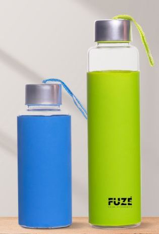 Fuze Borosilicate Silicone Sleeve Bottle, Shape : Round