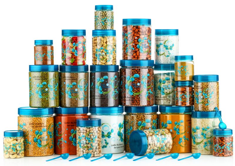 18 Piece Flower Printed Pet Jar Set