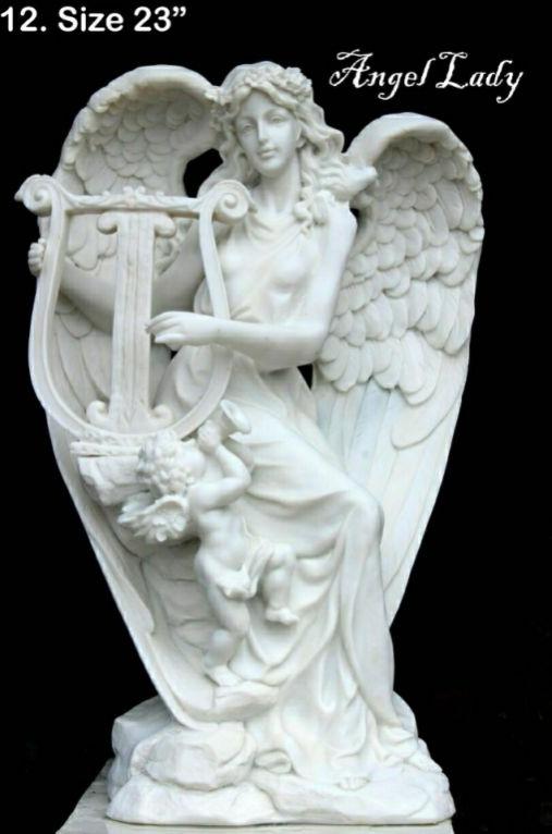 White Polished Marble Angel Lady Statue, for Shop, Office, Home, Garden, Size : 2 Feet