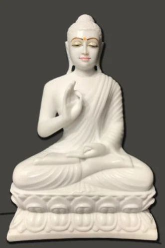 18 Inch White Marble Buddha Statue