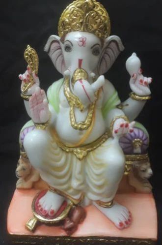 Marble Lal Bag Ganesh Statue
