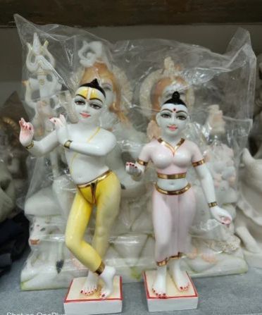 White Marble Radha Krishna Iskon Statue, Size : 12 Inch