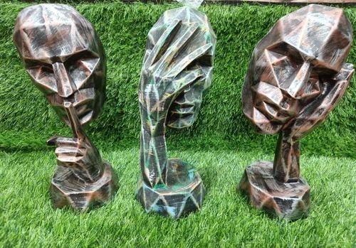 Polished Polyresin Men Face Statue, for Dust Resistance, Shiny, Color : Grey