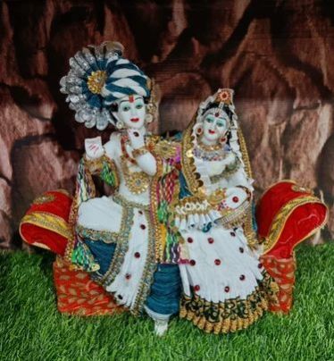 White Polyresin Radha Krishna Statue