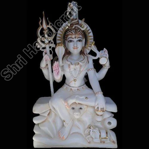 White 24 Inch Marble Shiva Statue, Pattern : Painted