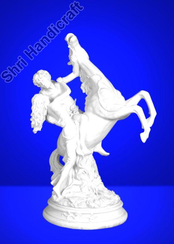 Marble Couple On Horse Statue