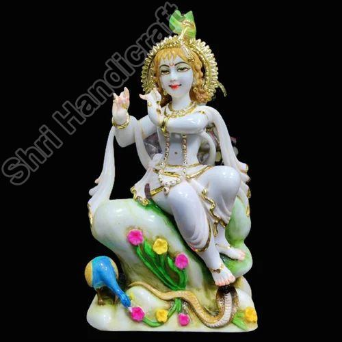 Painted Poly Resin Multicolor Marble Krishna Statue
