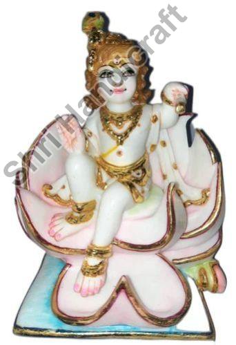 White Marble Laddu Gopal Statue, for Worship, Temple, Pattern : Painted