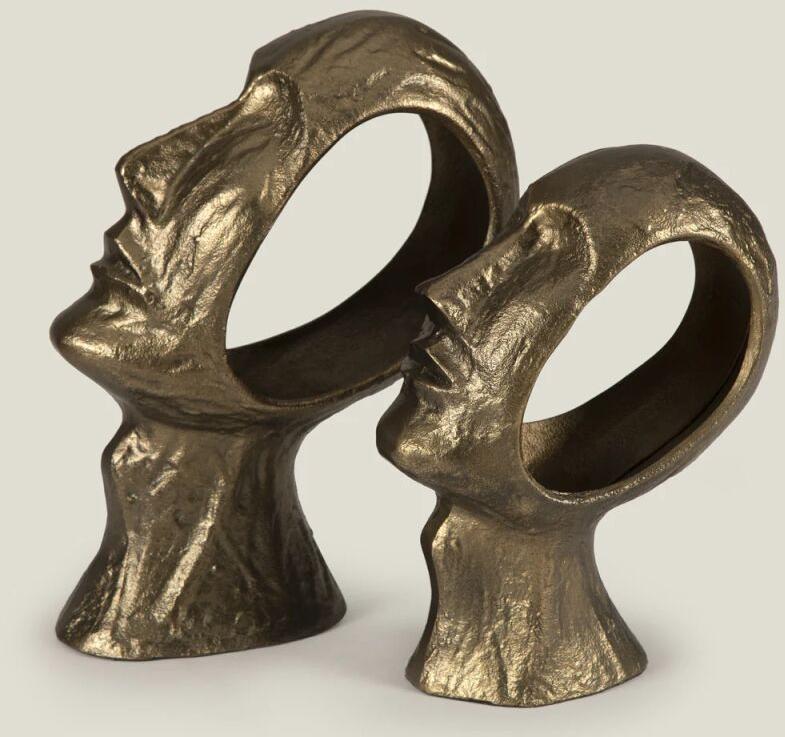 Golden Aluminium Polished Aluminum Face Sculpture, for Interior Decor, Pattern : Carved