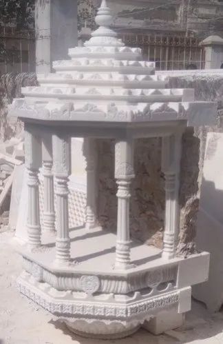 White Carved Marble Gumbad, for Temple, Feature : Fine Finished, Stain Resistance