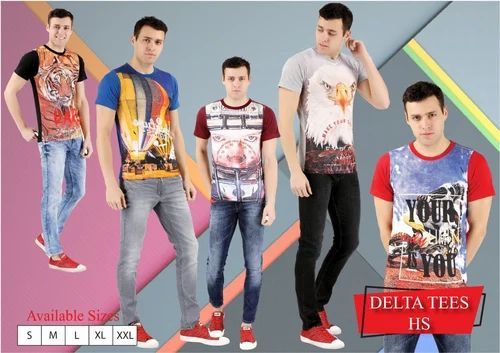 Assorted Mens Printed Half Sleeve T Shirt, For Casual, Size : All Sizes