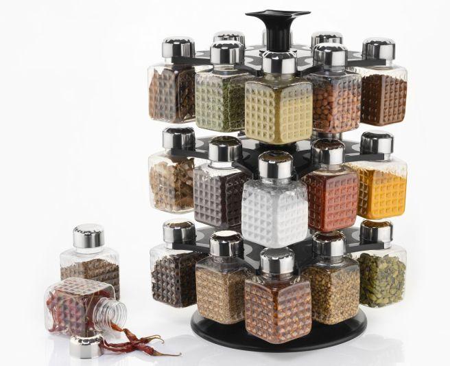 360 Degree Revolving Round Shape Spice Rack Set of 8 Pcs