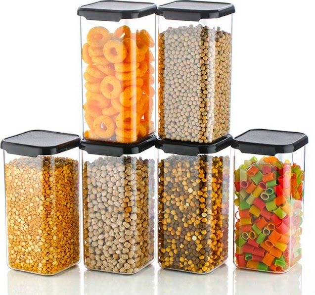 Transparent Rectangular Plastic Square Airtight Container Set, for Food Storage