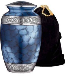 Aluminum Blue Cremation Urn, for Human Ashes, Feature : Attractive Look, High Quality