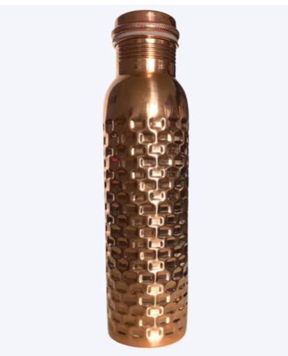 Brick Design Copper Water Bottle, Packaging Type : Paper Box