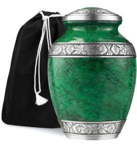 Polished Aluminum Green Cremation Urn, for Home Decor, Packaging Type : Thermocol Box
