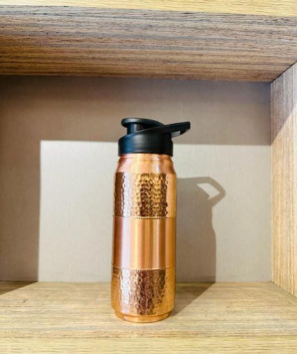Hammered Copper Fliptop Water Bottle, Packaging Type : Paper Box