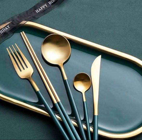 Aqua Green Stainless Steel Modern Cutlery Set, for Kitchen