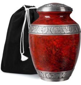 Round Brass Red Cremation Urn, for Home Decor, Human Ashes, Packaging Type : Thermocol Box