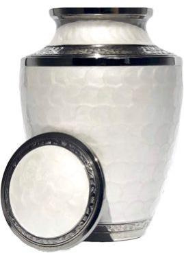 Round Polished White Cremation Urn, for Human Ashes, Style : Modern