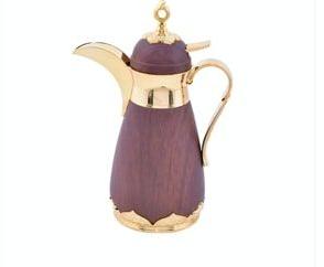 Wooden Finish Dallah Arabic Tea Pot, Color : Golden Purple