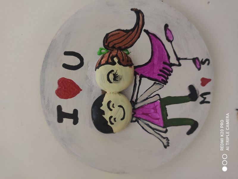 cute couple handmade design plate