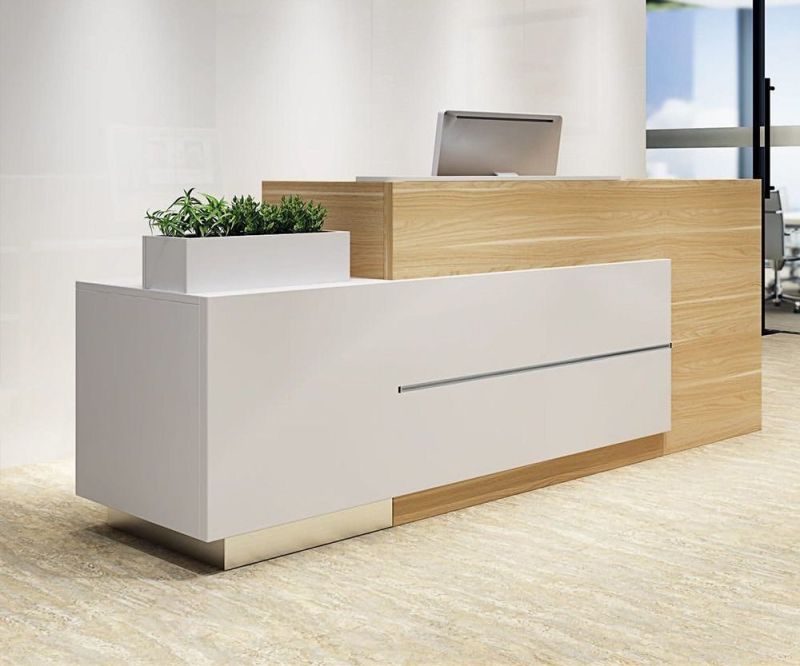 Rectangular Polished Wood Reception Unit, for Hospital Clinic, Size : Customised