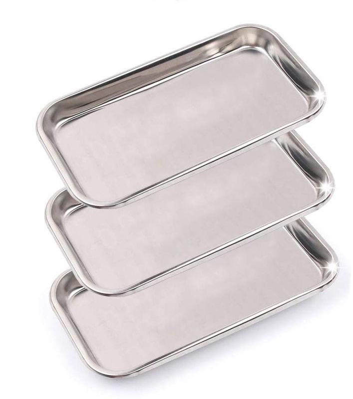 Square Polished Stainless Steel Tray, for Hospitals Clinics, Size : Customised