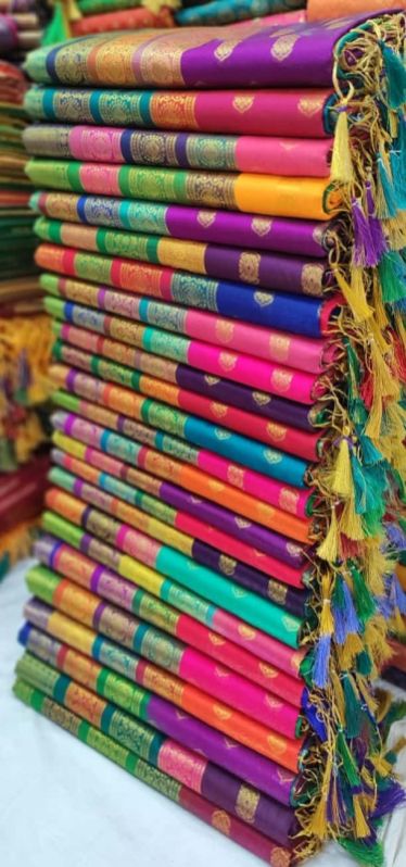 Silk banarasi satan saree, Feature : Easily Washable