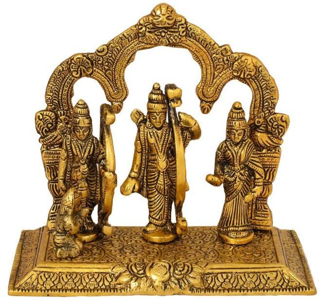 6 Inch Brass Ram Darbar Statue, for Home, Temple, Color : Golden