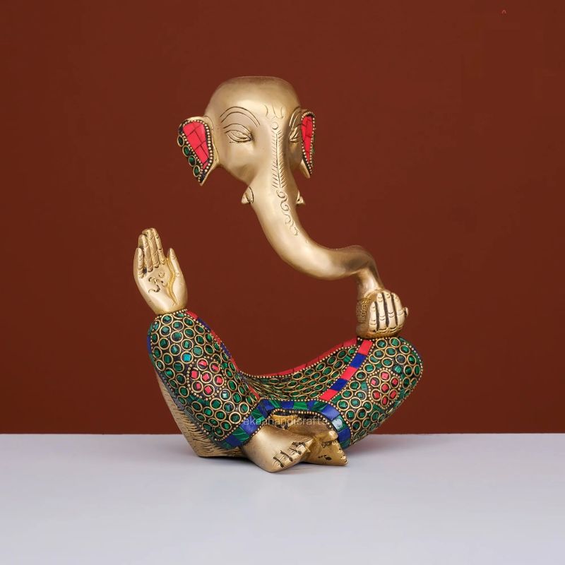6 Inch Brass Modern Ganesha Statue, for Interior Decor, Packaging Type : Thermocol Box