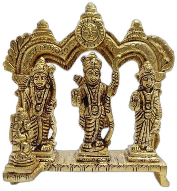 Golden 7.5 Inch Brass Ram Darbar Statue, for Home, Temple, Packaging Type : Thermocol Box