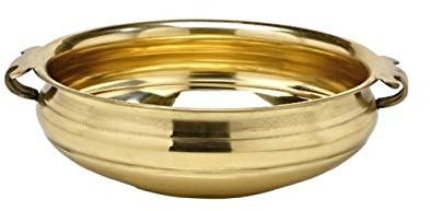 Golden 8 Inch Brass Traditional Urli Bowl, for Decoration, Packaging Type : Box