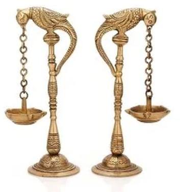 Golden Brass Parrot Oil Lamp, for Home Decor, Feature : Fine Finished, Durable