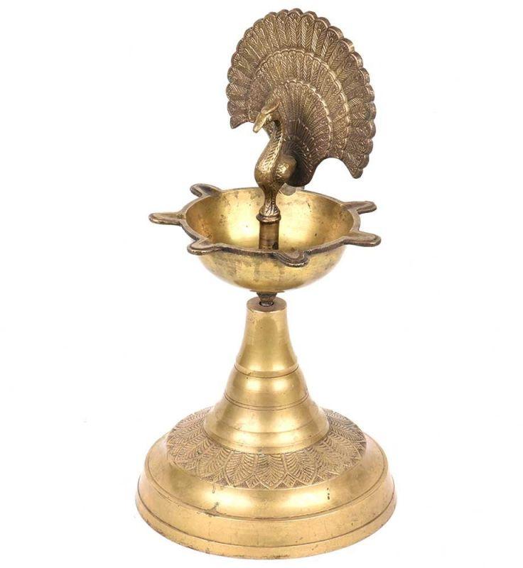 Brass Peacock Oil Lamp