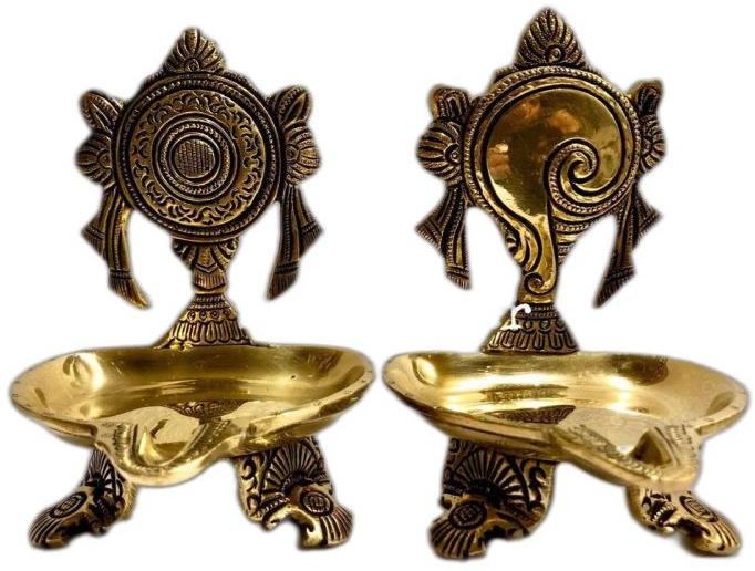 Brass Shanku Chakra Oil Lamp