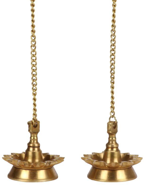Golden Brass Small Hanging Diya Set, for Home Decor, Feature : Corrosion Proof, Fine Finishing