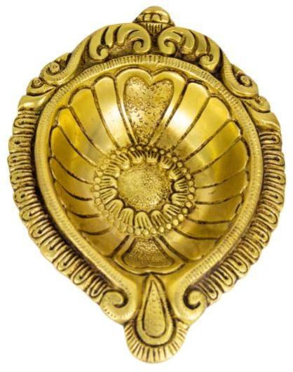 Golden Brass Sunflower Diya, for Puja, Size : 3.5 Inch