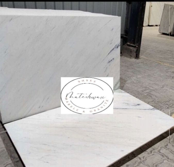 Square Polished Premium White Marble Slab, for Construction, Pattern : Plain