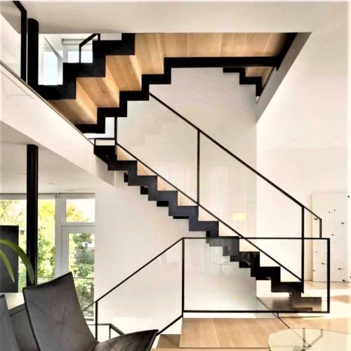 Polished Glass Zigzag Staircase, for Home, Hotel, Office, Outdoor, Size : Customised