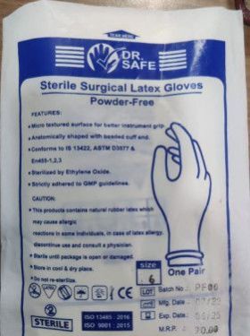 White Dr. Safe Latex Sterile Surgical Gloves, for Clinical, Hospital, Size : M
