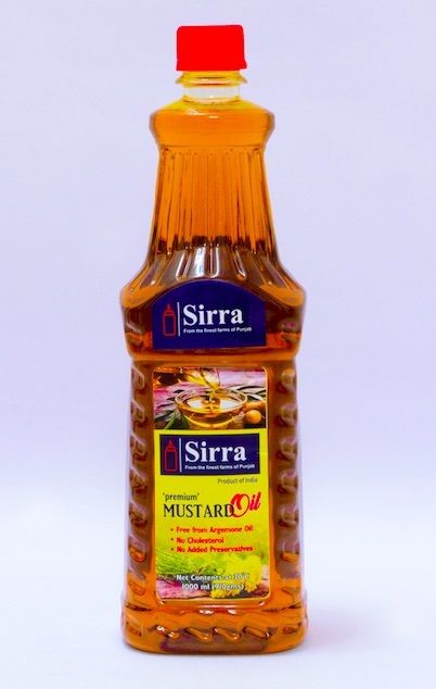 1 Litre Sirra Premium Mustard Oil, for Cooking, Packaging Type : Plastic Bottle